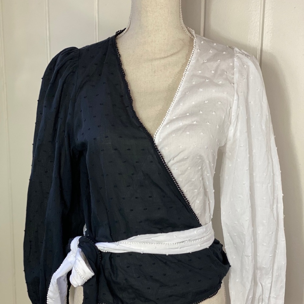 Anthropologie X Farm Rio Colorblocked Wrap Blouse - Picture 3 of 5